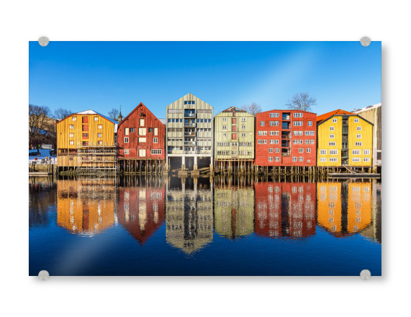 Acrylglasbild "Häuser am Fluss Nidelva" artboxONE - Architektur