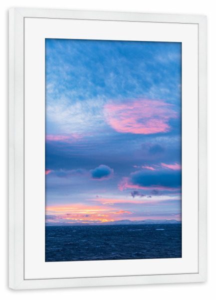 Poster mit Rahmen weiß "Sonnenuntergang in der Finnmark" artboxONE - Natur,Reise,Reise / Strand und Meer,Reise / Länder