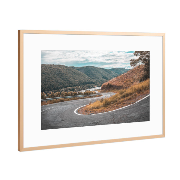 Poster mit Rahmen Kupfer "Curvy Road" artboxONE - Natur,Reise - Straße,Landstraße,Kurven,Serpentine
