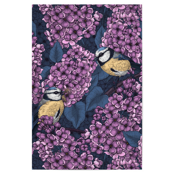 Poster "Vögel im violett lila Garten" artboxONE - Natur