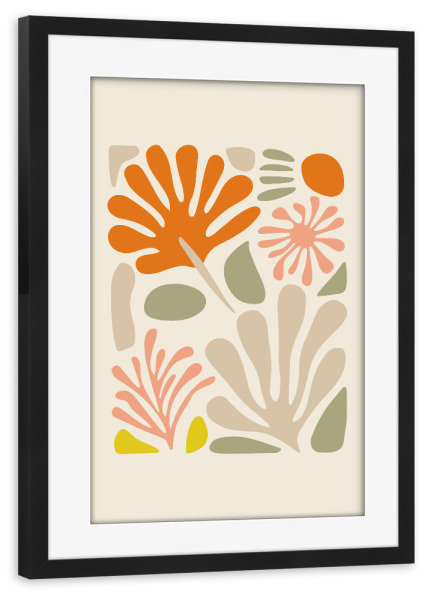 Poster mit Rahmen schwarz "Abstrakter Garten inspiriert" artboxONE - Floral,Abstrakt