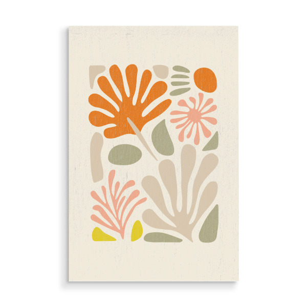 Holzbild "Abstrakter Garten inspiriert" artboxONE - Floral,Abstrakt - Blumen,Blumen,Blätter,Blatt,Zusammenfassung,Sommer,Garten,Matisse,Form