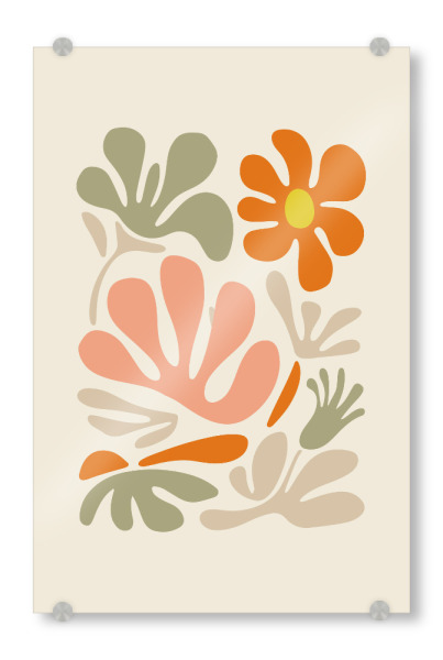 Acrylglasbild "Blumenharmonie inspiriert" artboxONE - Floral,Abstrakt - Blumen,Blumen,Blätter,Matisse,Garten,Harmonie