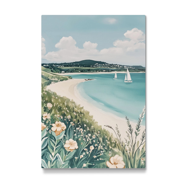 Galerie-Print "Meer mit Segelbooten und Blumen" 75x50 cm artboxONE