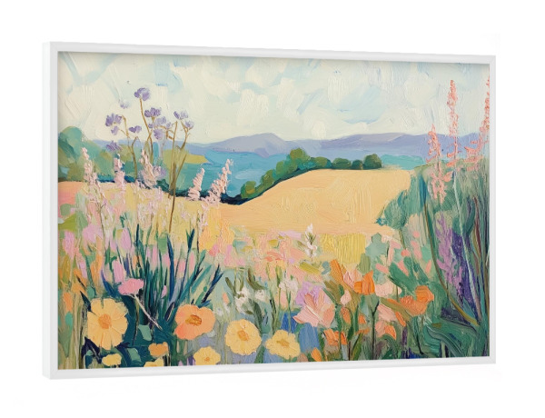 Poster mit weißem Rahmen "Lebendige Wildblumenlandschaft" artboxONE - Natur,Floral