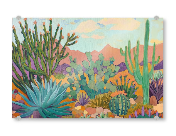 Acrylglasbild "Wüste mit Kakteen und Sukkulenten" artboxONE - Natur,Floral