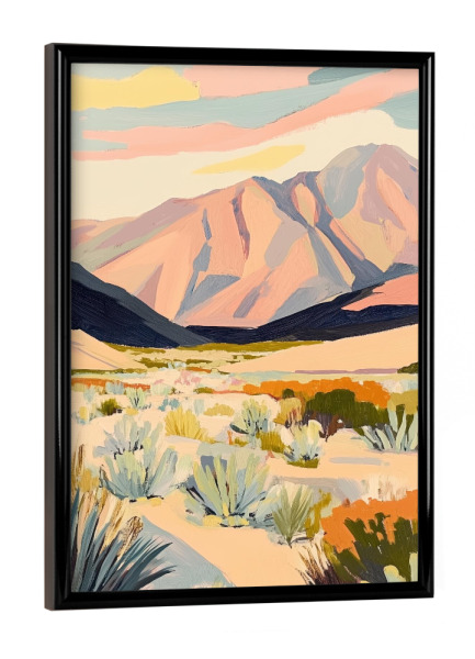 Poster mit schwarzem Rahmen "Wüstenlandschaft mit Bergen" artboxONE - Natur