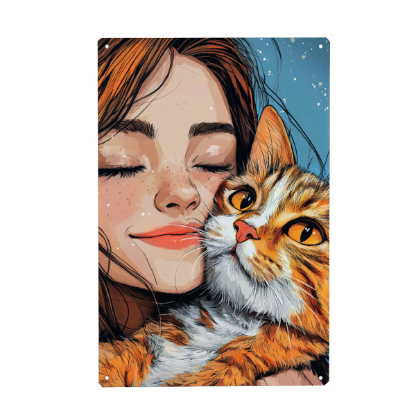 Holzbild "Ich liebe dich Kitty D" artboxONE - Tiere - Katze,Katzen,Kitty,Haustier,Tier,Liebe,Frau,Mädchen