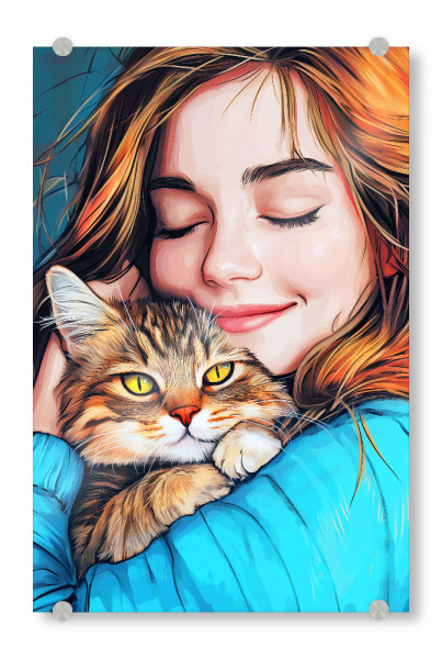 Acrylglasbild "Ich liebe dich Kitty e" artboxONE - Tiere - Katze,Katzen,Kitty,Haustier,Tier,Liebe,Frau,Mädchen