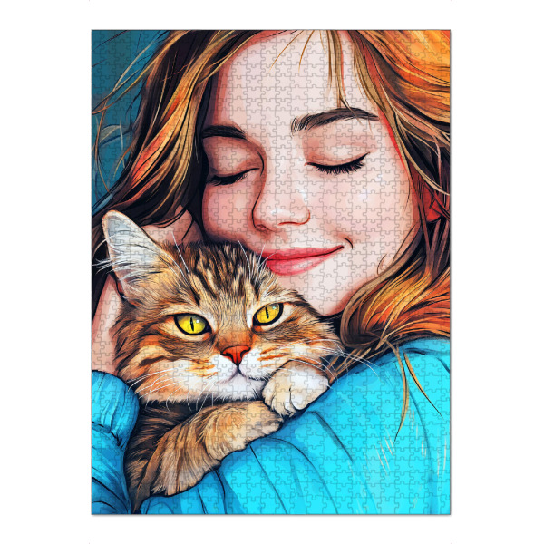 Puzzle Ravensburger "Ich liebe dich Kitty e" artboxONE - Tiere - Katze,Katzen,Kitty,Haustier,Tier,Liebe,Frau,Mädchen - Bild katze