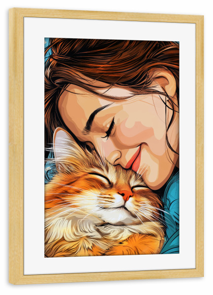 Poster mit Rahmen kiefer "Ich liebe dich Kitty F" artboxONE - Tiere - Katze,Katzen,Kitty,Haustier,Tier,Liebe,Frau,Mädchen