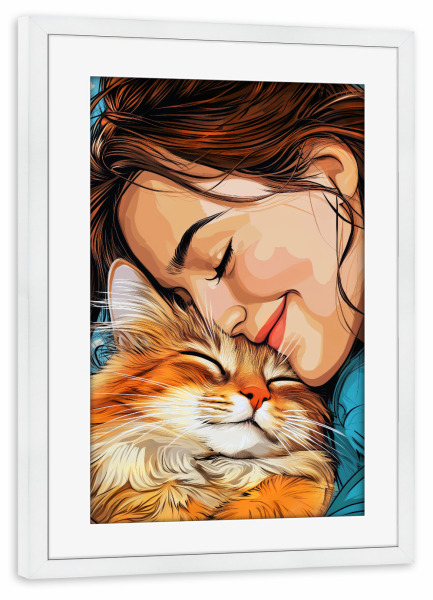 Poster mit Rahmen weiß "Ich liebe dich Kitty F" artboxONE - Tiere - Katze,Katzen,Kitty,Haustier,Tier,Liebe,Frau,Mädchen