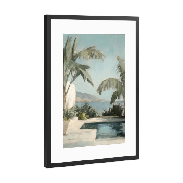 Poster mit Rahmen Schwarz (Metallic) "Pool Terrasse im Süden" artboxONE - Natur,Architektur,Reise / Strand und Meer