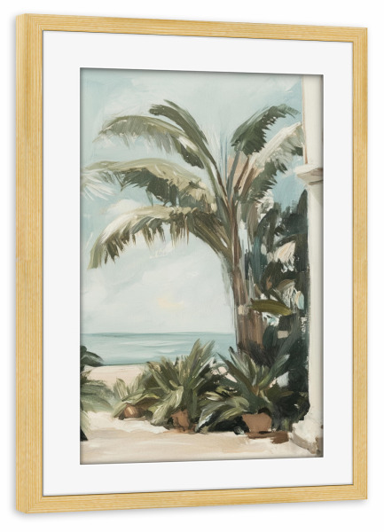 Poster mit Rahmen kiefer "Ruhige Palmen Landschaft" artboxONE - Natur,Abstrakt,Reise / Strand und Meer