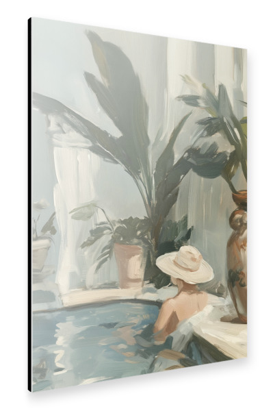 Alu-Dibond "Wellness mit Strohhut" 30x20 cm artboxONE