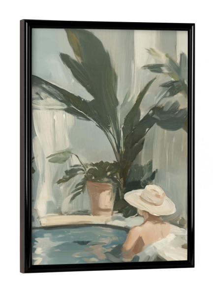Poster mit schwarzem Rahmen "Wellness mit Strohhut" artboxONE - Natur,Menschen,Reise / Strand und Meer