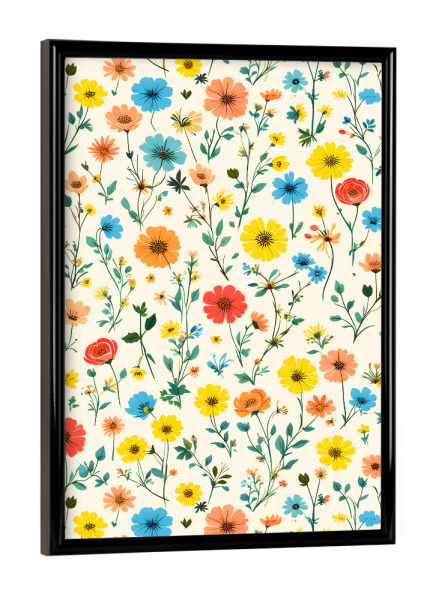 Poster mit schwarzem Rahmen "Nur ein Haufen glücklicher Blumen" artboxONE - Floral