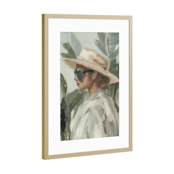 Poster mit Rahmen Gold "Sommer Chic mit Sonnenbrille" artboxONE - Natur,Menschen,Fashion