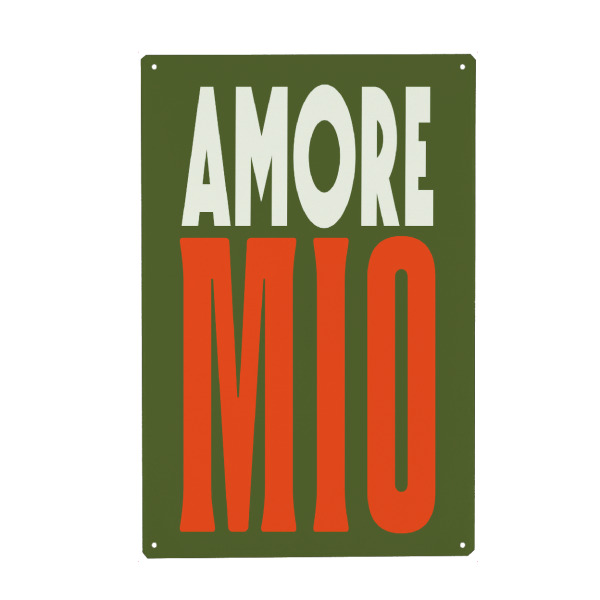 Holzbild "Amore Mio, orange Sommer pop" artboxONE - Typografie,Geometrie,Liebe