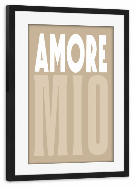 Poster mit Rahmen schwarz "Amore Mio, Boho Sommer-Pop" artboxONE - Typografie,Geometrie,Liebe
