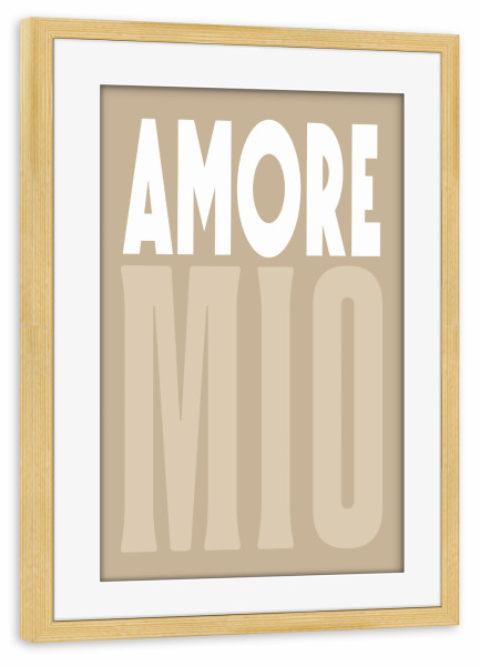Poster mit Rahmen kiefer "Amore Mio, Boho Sommer-Pop" artboxONE - Typografie,Geometrie,Liebe