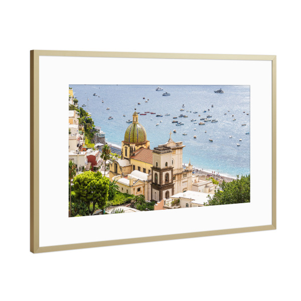 Poster mit Rahmen Gold "Positano an der Amalfiküste" artboxONE - Natur,Reise,Architektur,Reise / Strand und Meer,Reise / Länder
