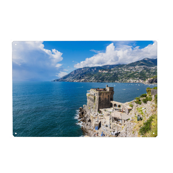 Holzbild "Historischer Wachturm in Maiori" artboxONE - Natur,Reise,Architektur,Reise / Strand und Meer,Reise / Länder