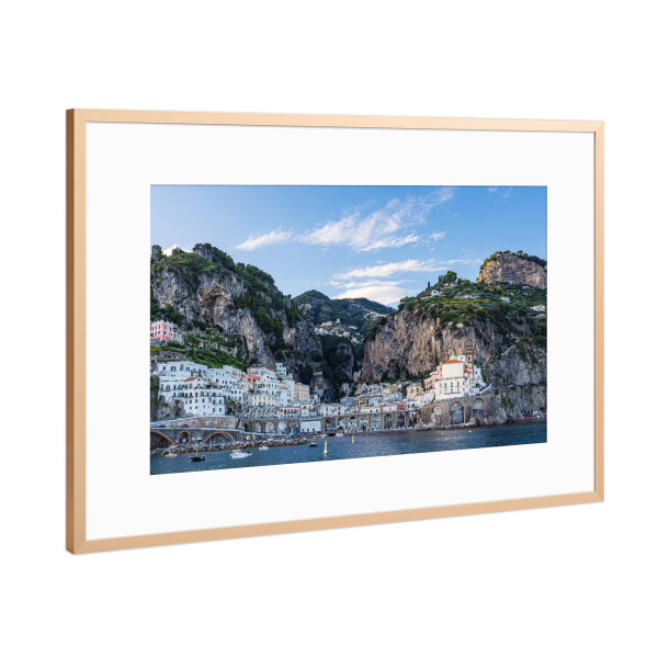 Poster mit Rahmen Kupfer "Atrani an der Mittelmeerküste" artboxONE - Natur,Reise,Architektur,Reise / Strand und Meer,Reise / Länder