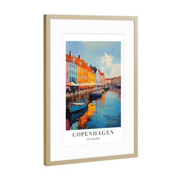 Poster mit Rahmen Gold "Kopenhagen - Dänemark" artboxONE - Städte,Reise,Architektur,Städte / København
