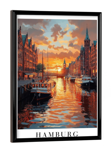 Poster mit schwarzem Rahmen "Hamburg - Deutschland" artboxONE - Städte,Städte / Hamburg,Reise,Architektur