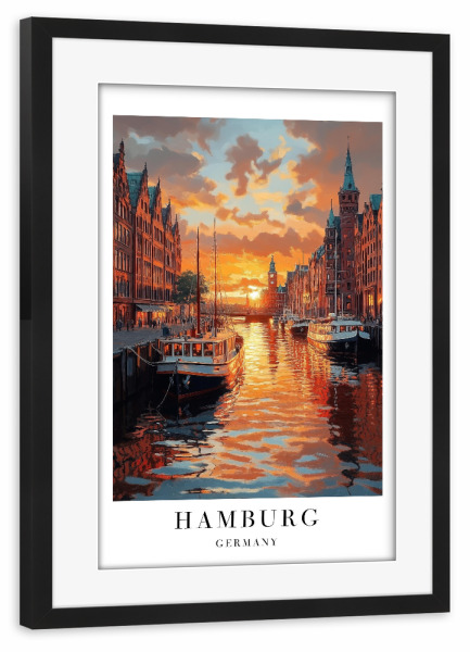 Poster mit Rahmen schwarz "Hamburg - Deutschland" artboxONE - Städte,Städte / Hamburg,Reise,Architektur