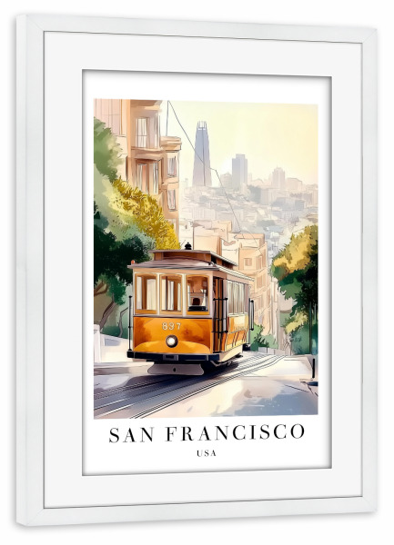 Poster mit Rahmen weiß "San Francisco city - USA" artboxONE - Städte,Reise,Architektur,Städte / San Francisco