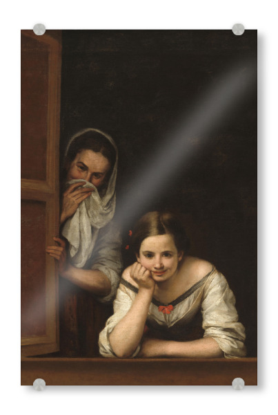 Acrylglasbild "Zwei Frauen am Fenster" artboxONE - Menschen,Lustig