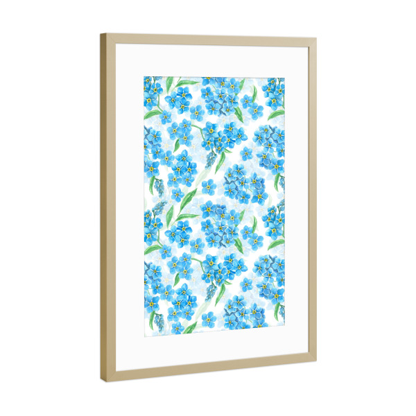 Poster mit Rahmen Gold "Forget me not flowers on white" artboxONE - Floral
