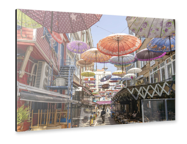 Alu-Dibond "Umbrella Street Istanbul" 75x50 cm artboxONE