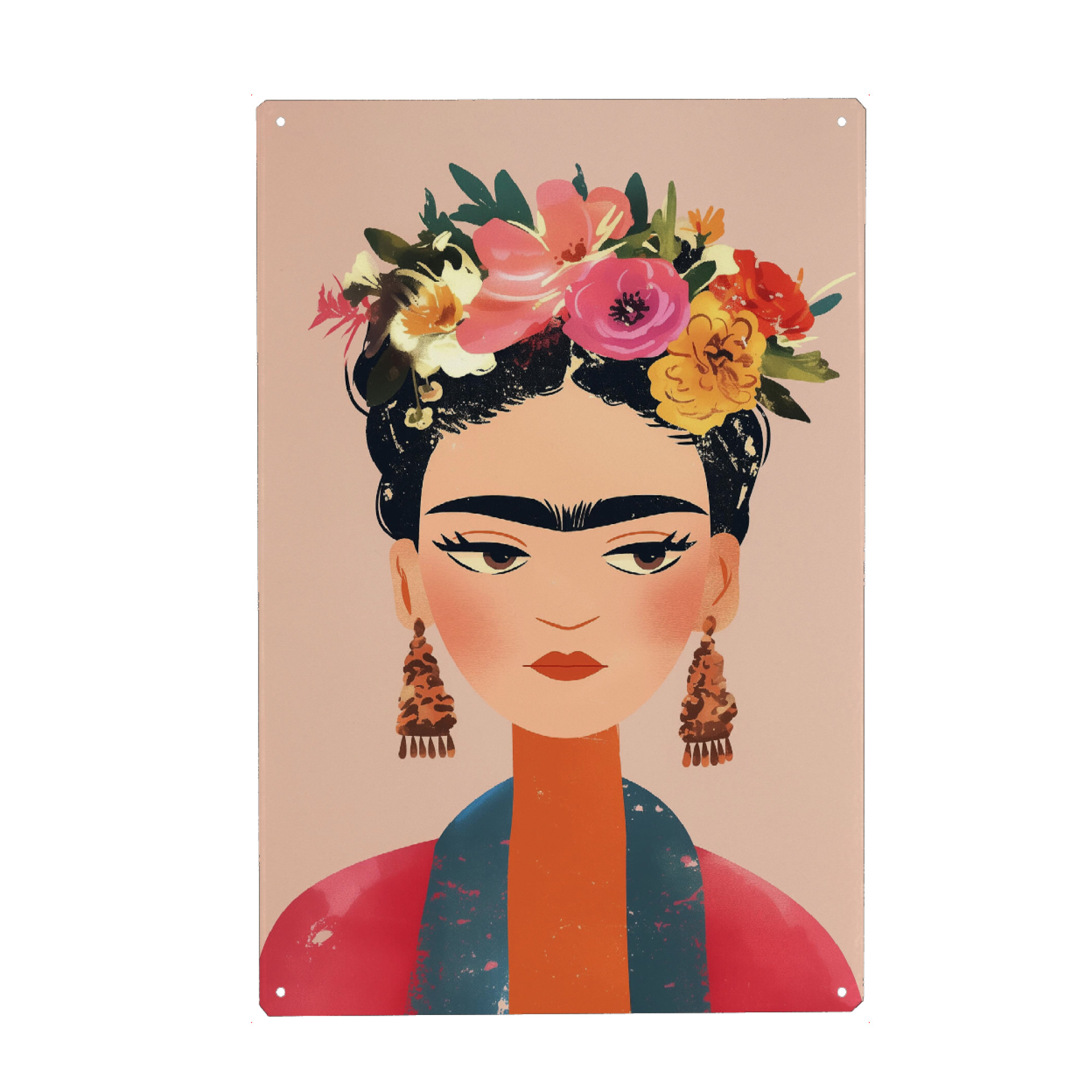 Metall Poster "Frida Kreativ und Bunt" artboxONE - Floral,Für Kinder,Menschen