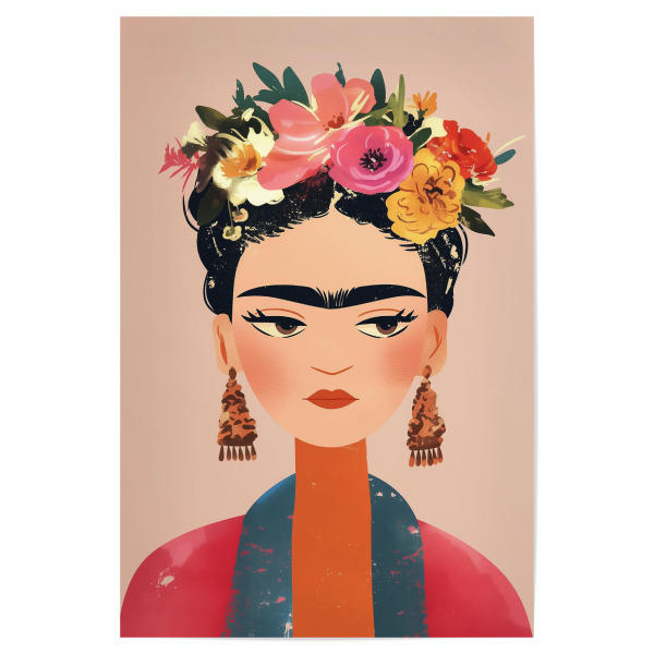 Poster 30x20 cm "Frida Kreativ und Bunt" artboxONE - Floral,Für Kinder,Menschen