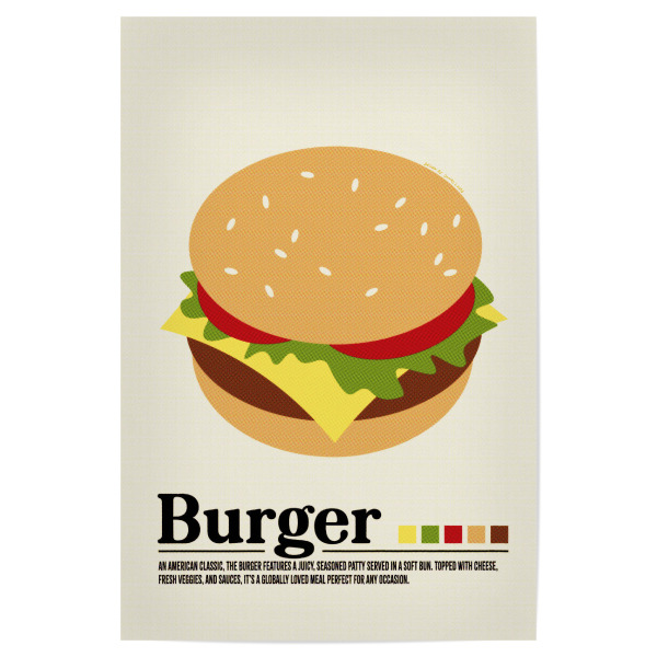 Poster "Burger" artboxONE - Essen & Trinken - Burger,Essen,Retro,Vintage,Minimal,Mitte jahrhunderts