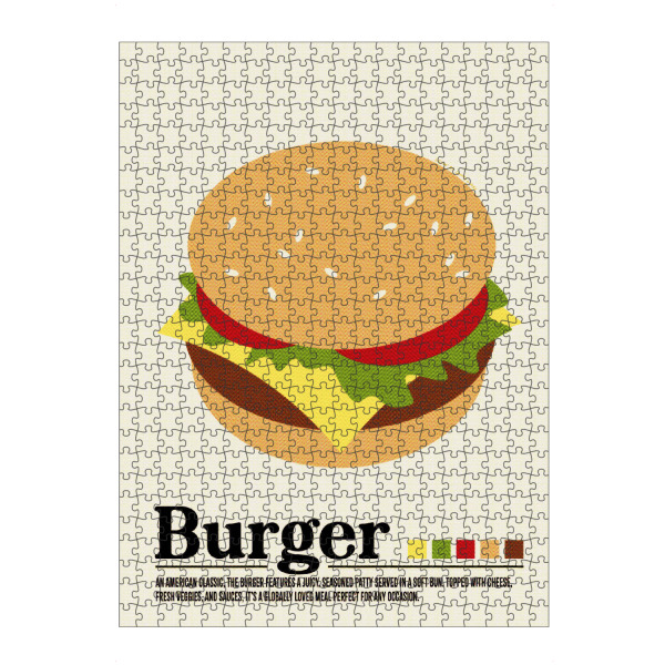 Puzzle Ravensburger "Burger" artboxONE - Essen & Trinken - Burger,Essen,Retro,Vintage,Minimal,Mitte jahrhunderts - Bild burger