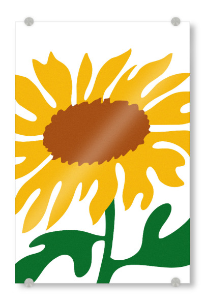 Acrylglasbild "Vibrant sunflower" artboxONE - Floral - Sunflower,Vibrant,Yellow,Brown,Green,Stylized,Nature,Floral,Bright,Bold