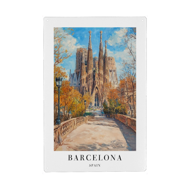 Metall Poster "Barcelona - Spain" artboxONE - Städte,Reise,Architektur,Städte / Barcelona