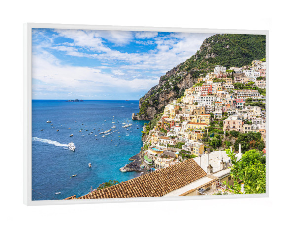 Poster mit weißem Rahmen "Positano an der Mittelmeerküste" artboxONE - Natur,Reise,Architektur,Reise / Strand und Meer,Reise / Länder