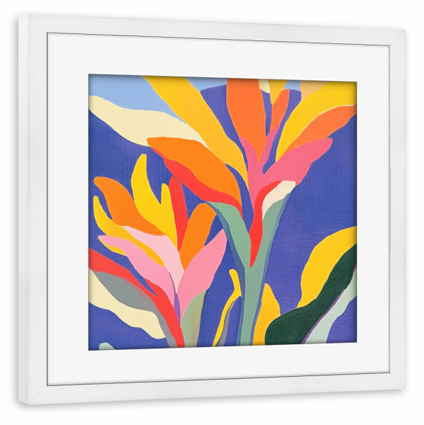 Poster mit Rahmen weiß "Sommer Exotisch Pflanzen" artboxONE - Natur,Floral,Abstrakt