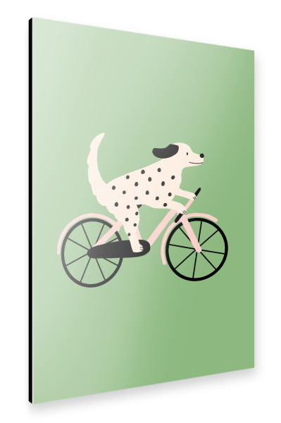Alu-Dibond "Hund mit Fahrrad" 30x20 cm artboxONE