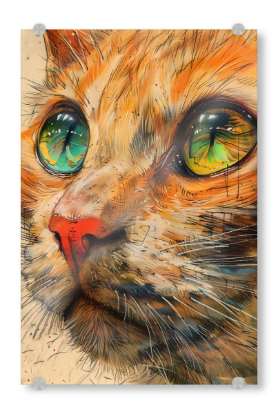 Acrylglasbild "Katze Leben s" artboxONE - Tiere - Katze,Katzen,Kitty,Tiere,Haustier,Illustration,Grafik,Kunst