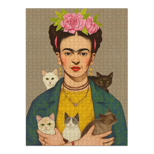 Puzzle Ravensburger "Frida kahlo, kleine Katzen liebe" artboxONE - Floral,Tiere,Menschen