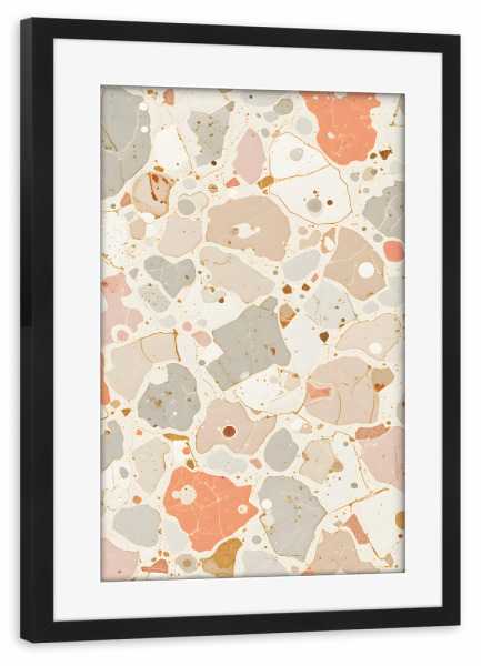 Poster mit Rahmen schwarz "Erröten & erdiges Terrazzo" artboxONE - Abstrakt