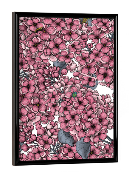 Poster mit schwarzem Rahmen "Pink Lila Garten" artboxONE - Floral