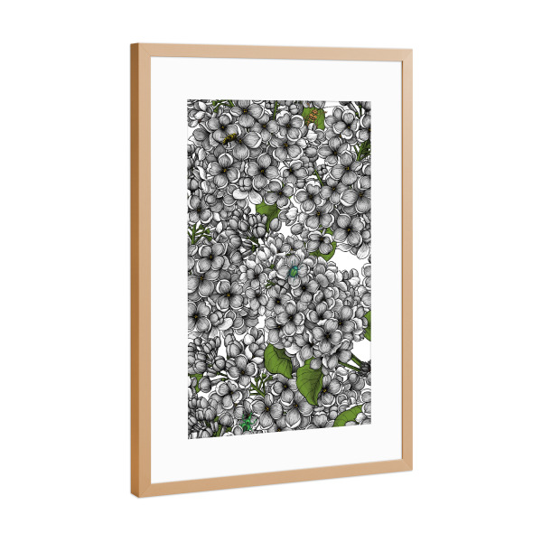 Poster mit Rahmen Kupfer "Weißer Fliedergarten" artboxONE - Floral