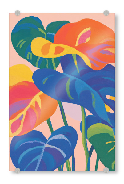 Acrylglasbild "Bunte Monstera Blätter" artboxONE - Natur,Floral,Abstrakt